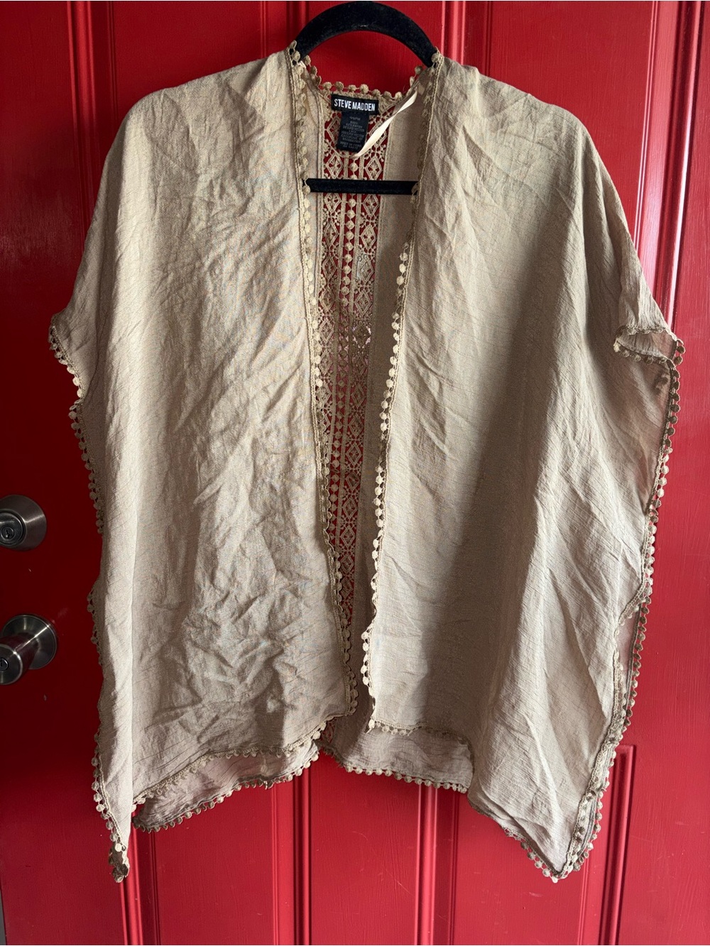 Steve Madden Taupe Open-Front Kimono Cover-Up